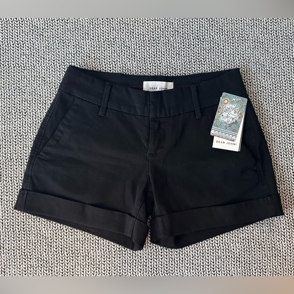 DEAR JOHN HAMPTON MID RISE SHORTS BLACK - Picture 1 of 5
